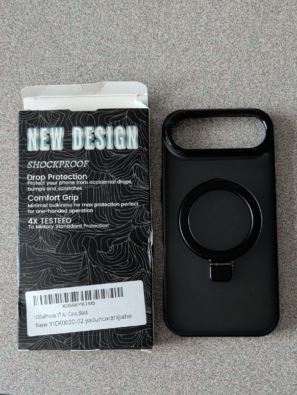 Black iPhone Case with Magnetic Ring Grip iPhone 17 Air